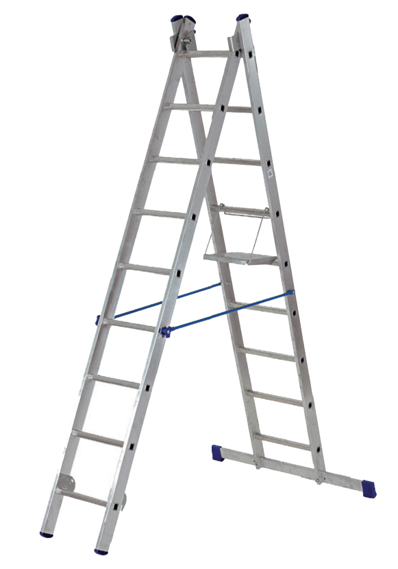 Лестница двухсекционная 2х 8 (высота 2,24м) алюминиевая
